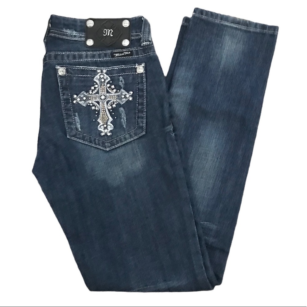 Miss Me Skinny Jeans Size 28 Embellished Embroidered Style JP51035SKR